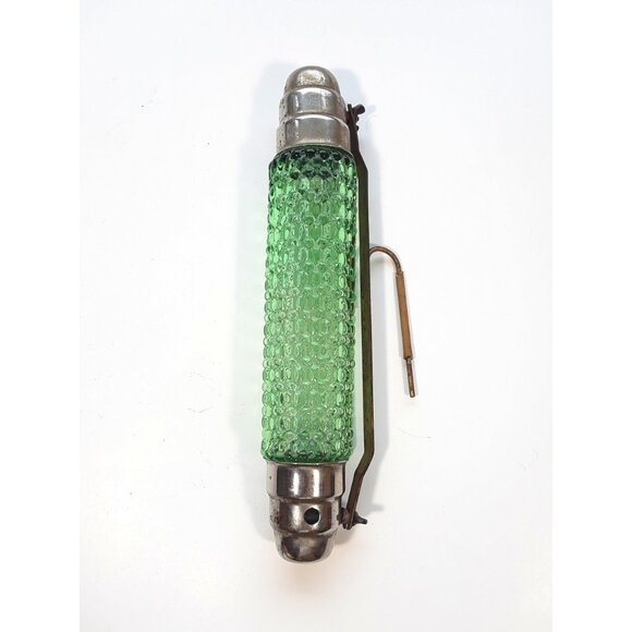 Vintage Art Deco Wall Lamp bullet torpedo glass shade sconce 1930's GREEN - RARE - Picture 3 of 15